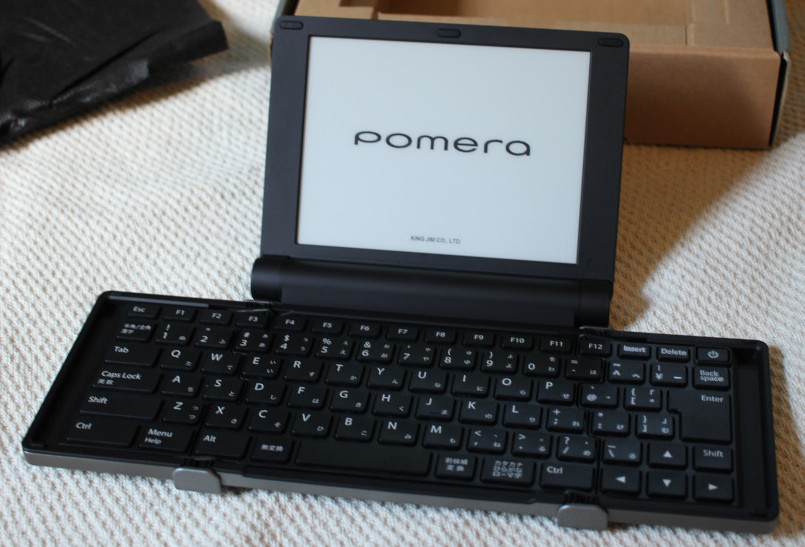 a small e-ink screen attached to a fold-up keyboard
